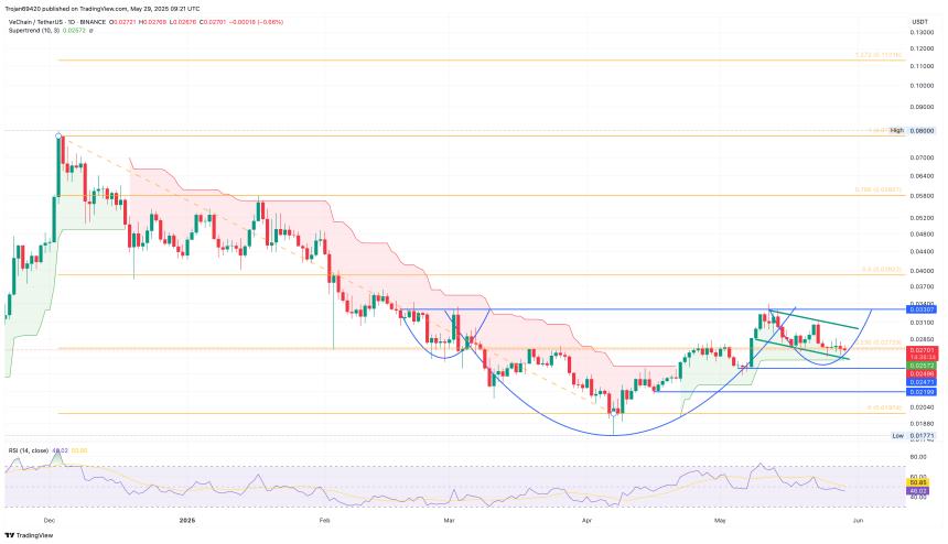 VeChain跌破0.027美元支撑位，看涨模式面临失效风险