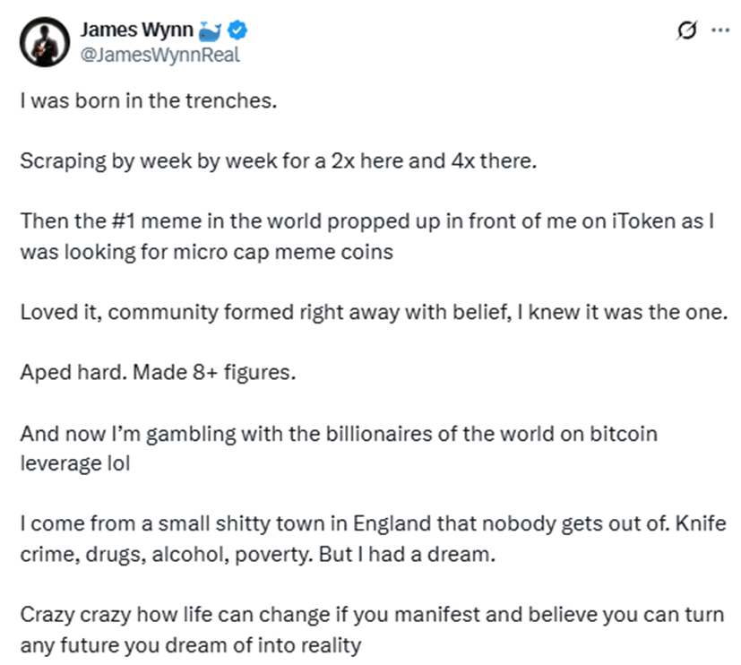 从贫民窟到加密巨鲸：James Wynn的12亿美元高风险赌局